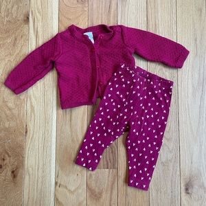 0-3 Months Carters Cardigan and Pants Set